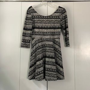 Scoop back Black and White Forever 21 Skater Dress